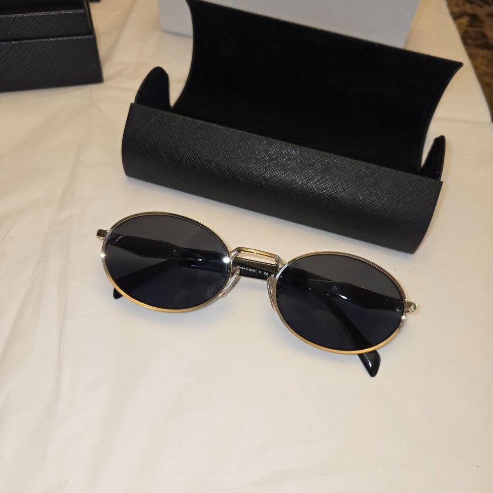 Prada Sunglasses Sunnies PR 65ZS ZVN09T Pale gold 55-20-140 Metal Front - Picture 8 of 14